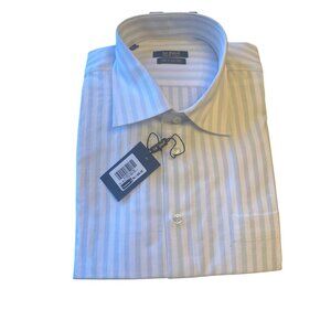 Le Bond Gold Line Mens Striped Dress Shirt 17.5" 44cm Cotton